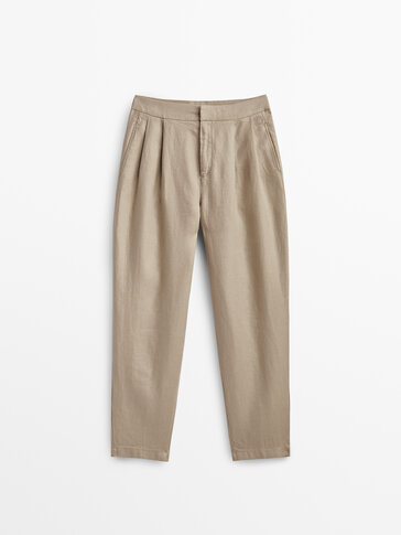 100% linen darted chinos