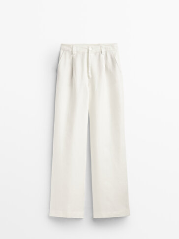 High-waist wide-leg linen trousers