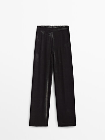 Velvet trousers with elastic waistband