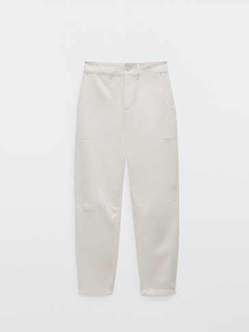 Cotton and linen relaxed fit trousers