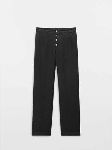 Flowing linen full-length trousers