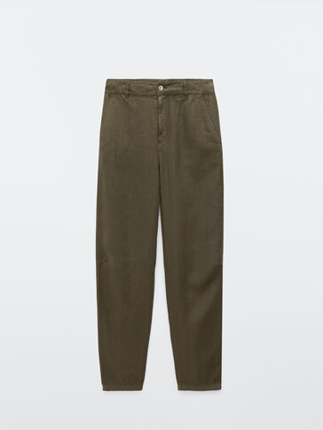100% linen relaxed fit trousers