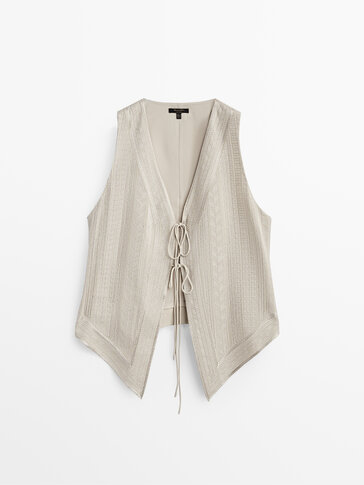 Metallic thread vest with embroidery