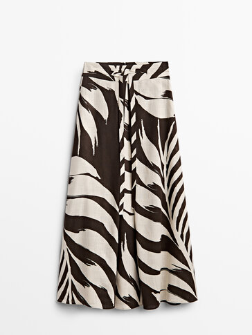 Long palm tree print skirt