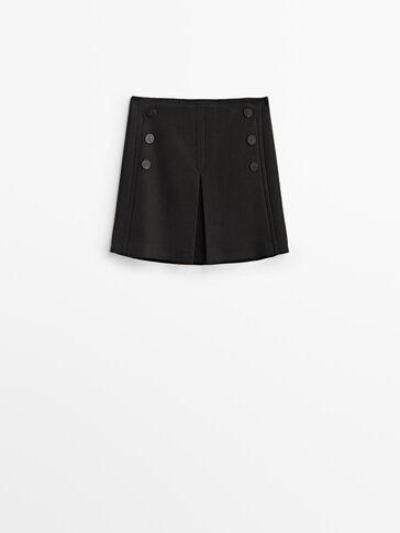 Cotton and lyocell mini skirt with buttons