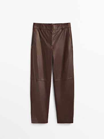 Nappa leather trousers with topstitching