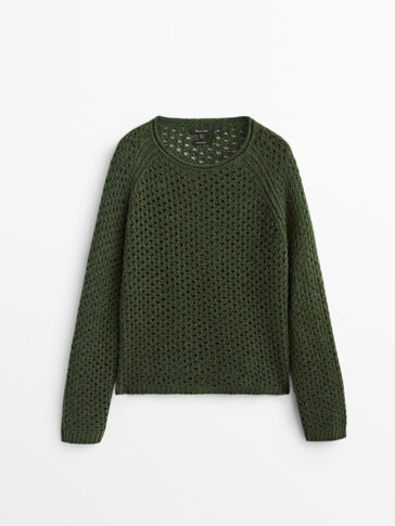 Wool-blend open-knit sweater