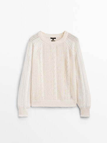 Plaited open knit sweater
