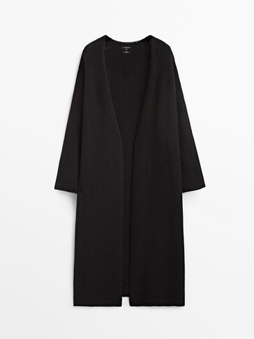 Long black knit coat