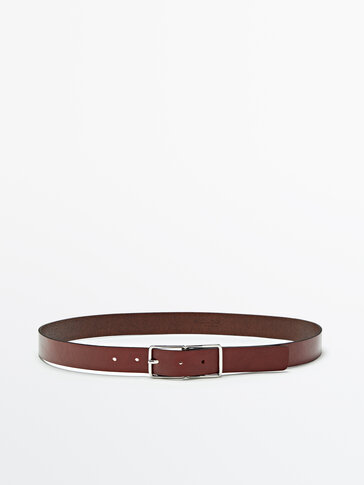 Leather belt with double buckle