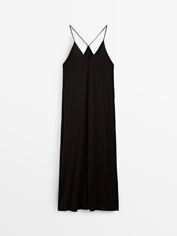 Long black strappy dress