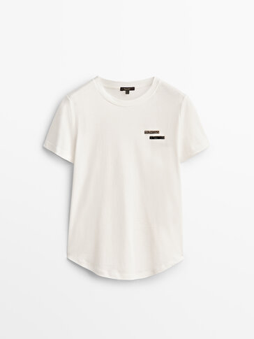 Short sleeve cotton T-shirt with appliqués