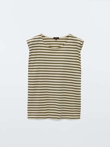 Striped sleeveless T-shirt