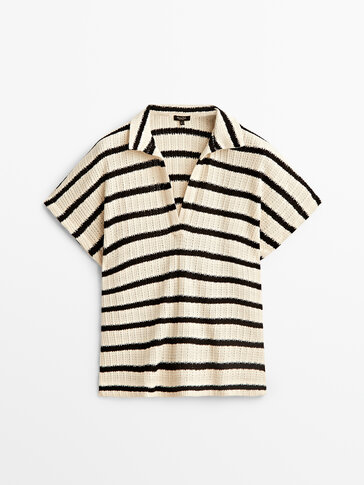 Striped polo shirt with short sleeves