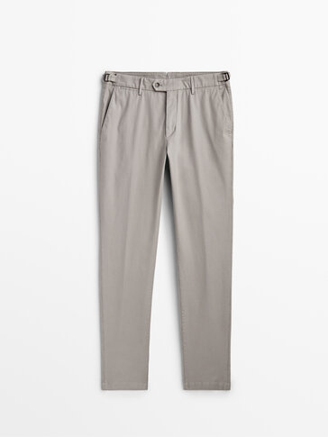 Slim fit micro textured weave chinos