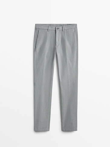 Ice-thread cotton dyed chino trousers