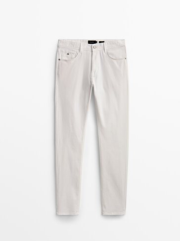 Slim fit denim-effect trousers