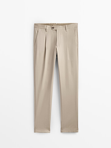 Darted cotton trousers