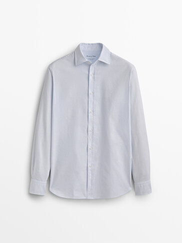 Check-textured regular-fit Oxford shirt