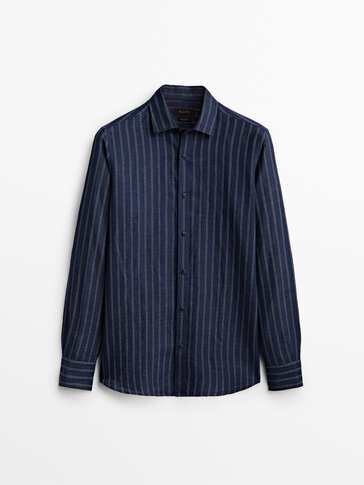 Slim fit linen and cotton blend striped shirt - Limited Edition