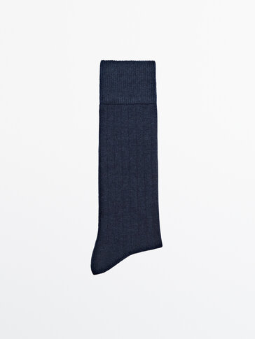 Ribbed wool blend socks