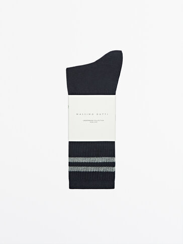 Ribbed socks with stripe detail