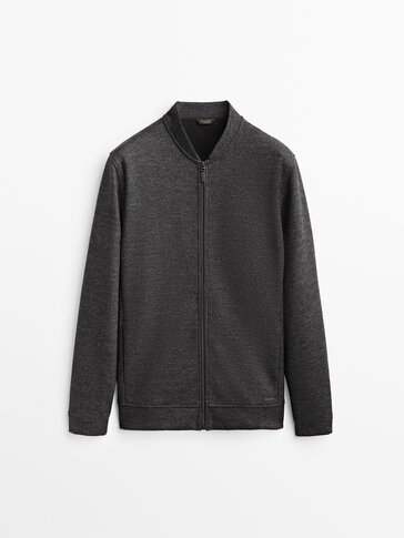 Wool blend zip-up jacket
