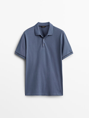 Contrast short sleeve cotton polo shirt