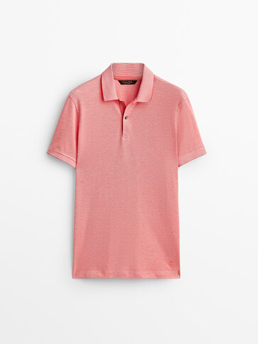 Striped Oxford polo shirt with short sleeves