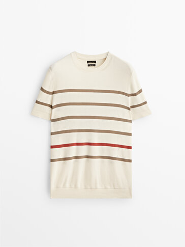 Knit T-shirt with contrast nautical stripes