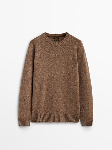 Flecked wool cable-knit sweater