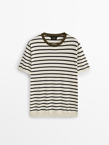 Striped cotton knit T-shirt