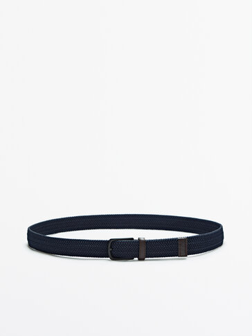 Stretch belt with leather details