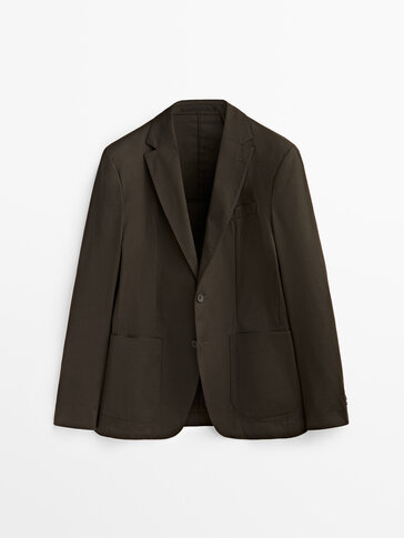 Khaki micro-twill suit blazer