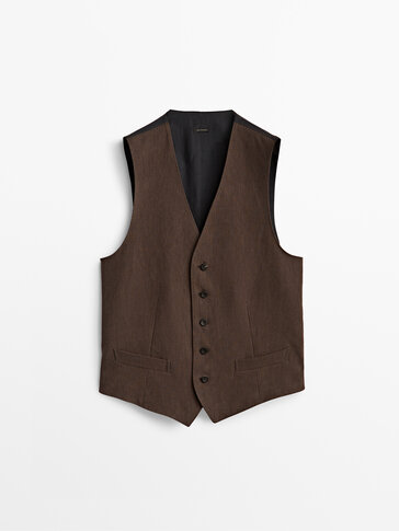 Brown linen waistcoat - Limited Edition