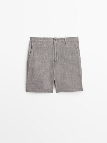 Checked cotton Bermuda shorts