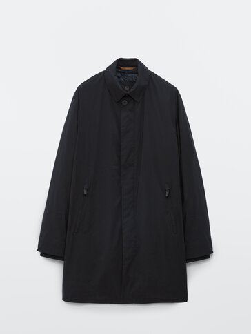 Technical down trench jacket