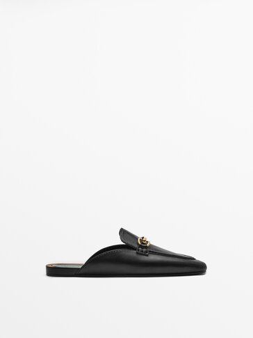 LEATHER MULE LOAFERS WITH BUCKLE
