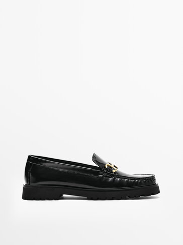 GATHERED LOAFERS WITH BUCKLE