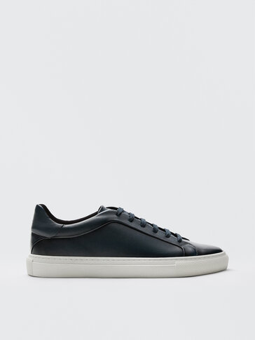 BLUE NAPPA LEATHER TRAINERS