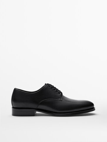 BLACK LEATHER DERBY SHOES