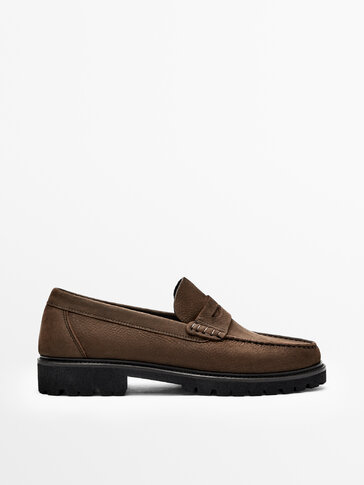 NUBUCK LOAFERS WITH TRACK SOLE