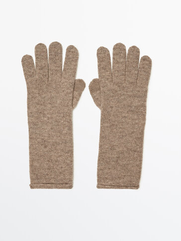 Wool and cashmere blend fine knit gloves