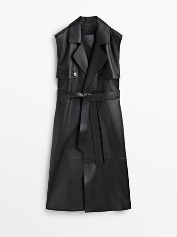 Longline nappa leather waistcoat