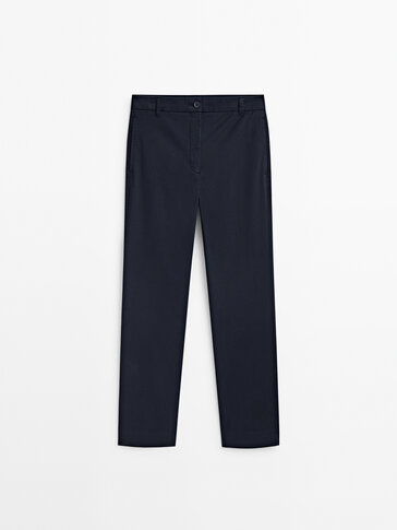 Slim fit cotton blend chino trousers
