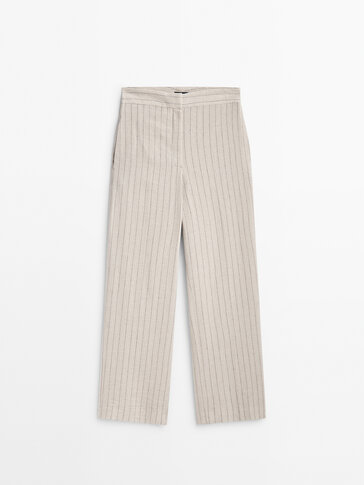 Pinstriped pyjama-style trousers