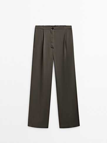 Satin trousers with darts