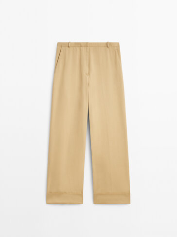 Cotton culottes with turn-up hems