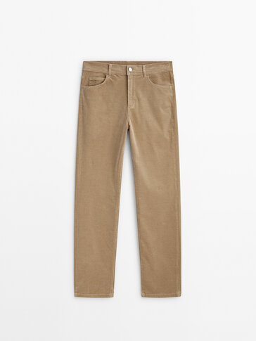 Relaxed straight fit needlecord trousers