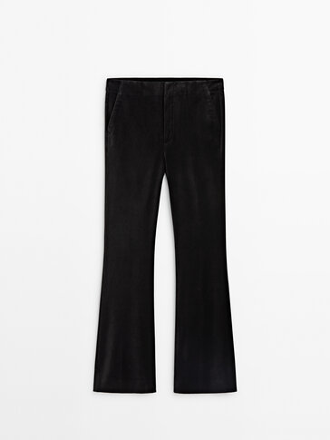 Skinny flare velvet trousers